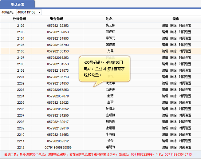 400电话 电话设置