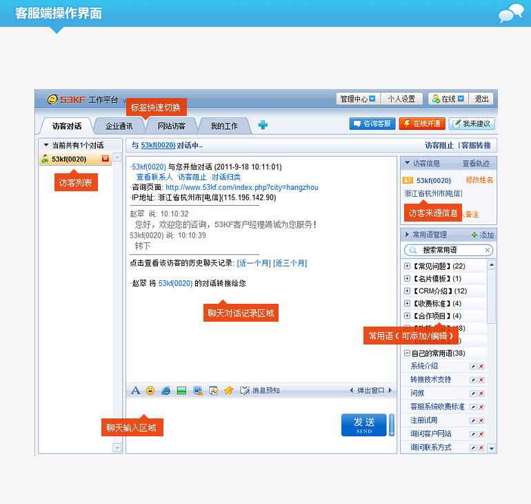 客服系统 客服端操作界面